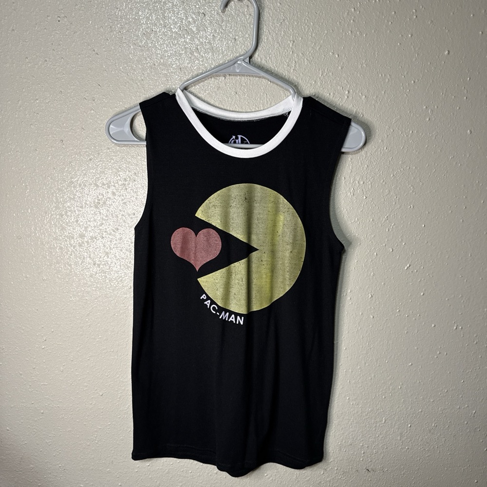 Recycled Karma Black and Gold Pac-Man Kids Tank Top